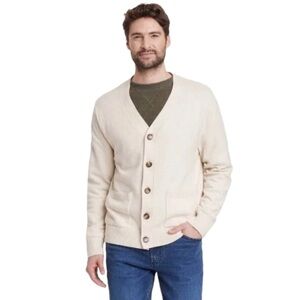 Goodfellow & Co Cardigan V-Neck Mid Weight Sweater Cream Men’s Size S Small NWT